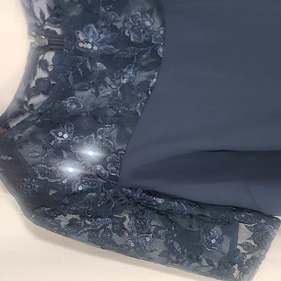 JJ's House A Line Chiffon Mother Of The Bride Formal Dark Blue Dress. 16 - Picture 5 of 14